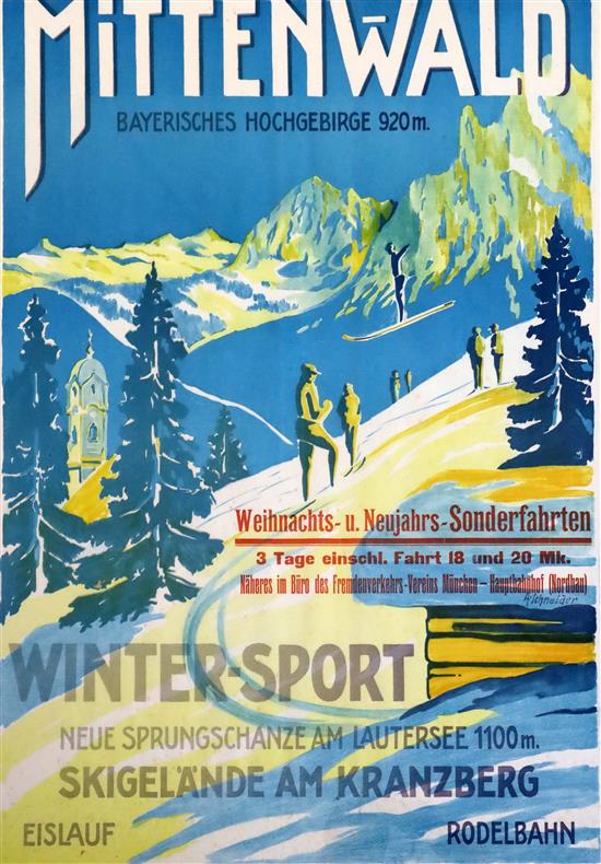 A.Schneider Mittenwald - Winter Sport 28.5 x 21.25in.